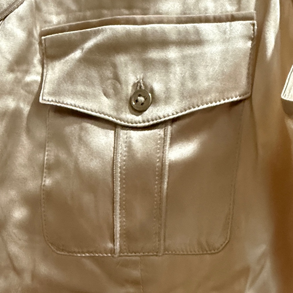 White House Black Market Women's Silk Beige Sleeveless Blouse - Picture 3 of 6